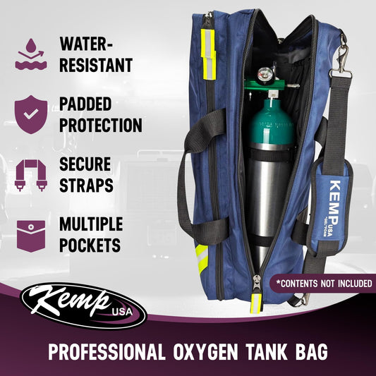 Kemp USA Premium Blue Line Oxygen Bag interior organized with mesh pockets for quick access