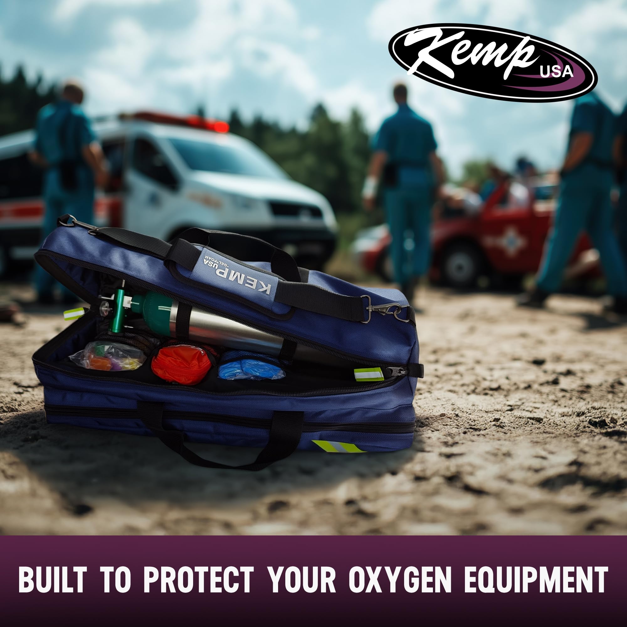 Kemp USA oxygen bag water-resistant nylon withstands demanding EMS environments