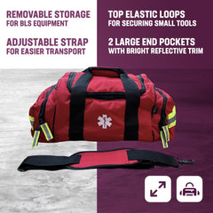 Adjustable shoulder strap on the Kemp USA Trauma Bag for portable use.