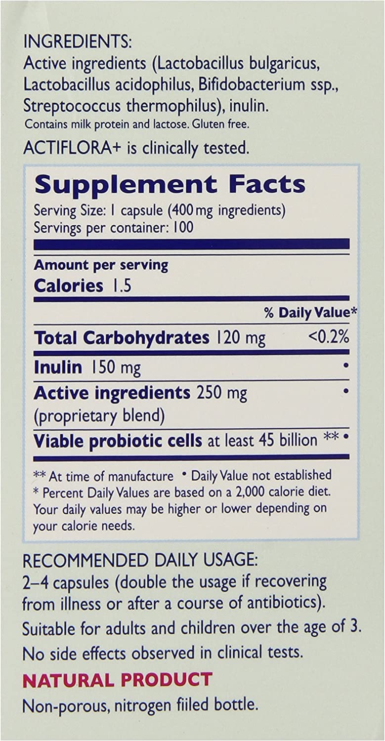 Kendy Actiflora+ closeup of capsules demonstrates convenient daily probiotic use.