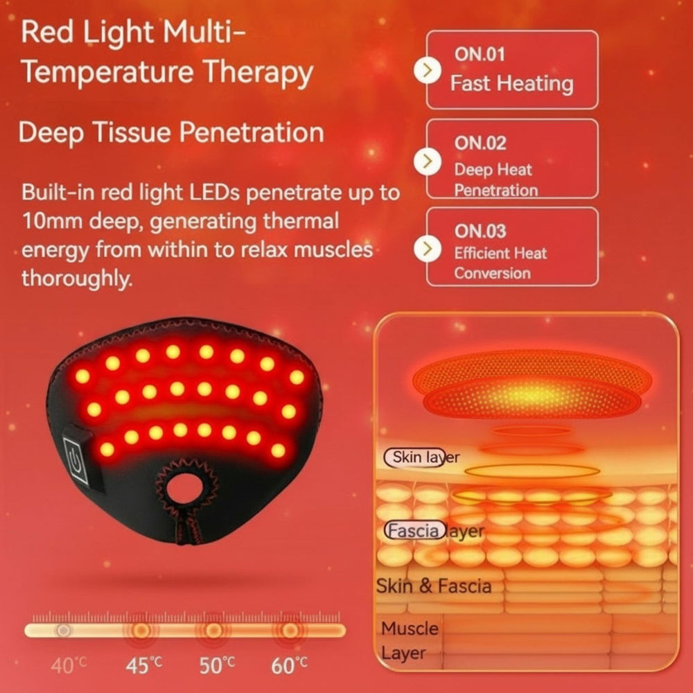 Keneo Red Light Nasal Mask showing heat settings for personalized warmth.