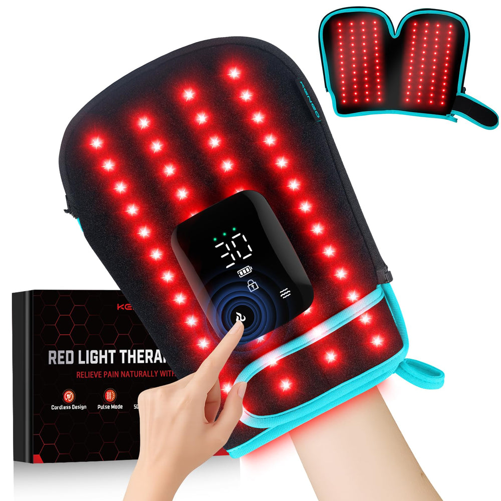 Keneo red light therapy gloves cover the hand and wrist for at-home relief and convenience.