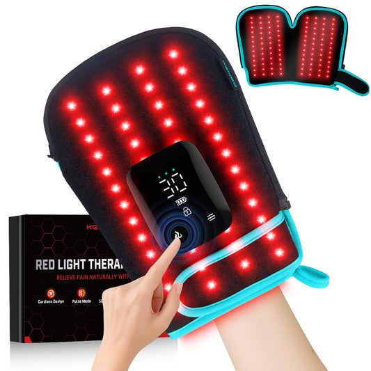 Keneo red light therapy gloves cover the hand and wrist for at-home relief and convenience.