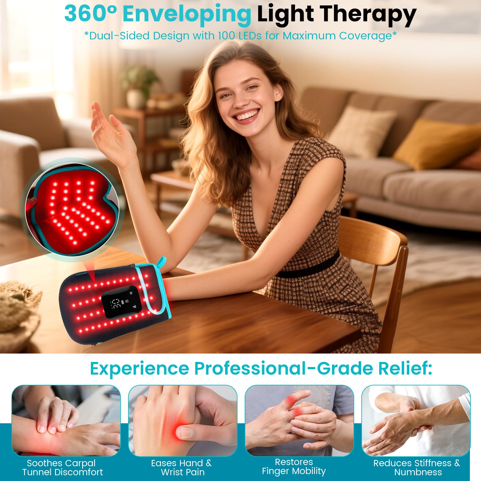 Keneo glove controls show five modes for flexible therapy options.