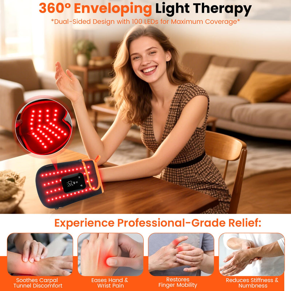 Keneo red light therapy gloves battery indicator and display for cordless use