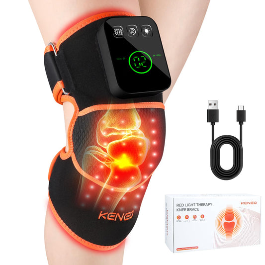 Keneo red light therapy knee brace front view for targeted relief.