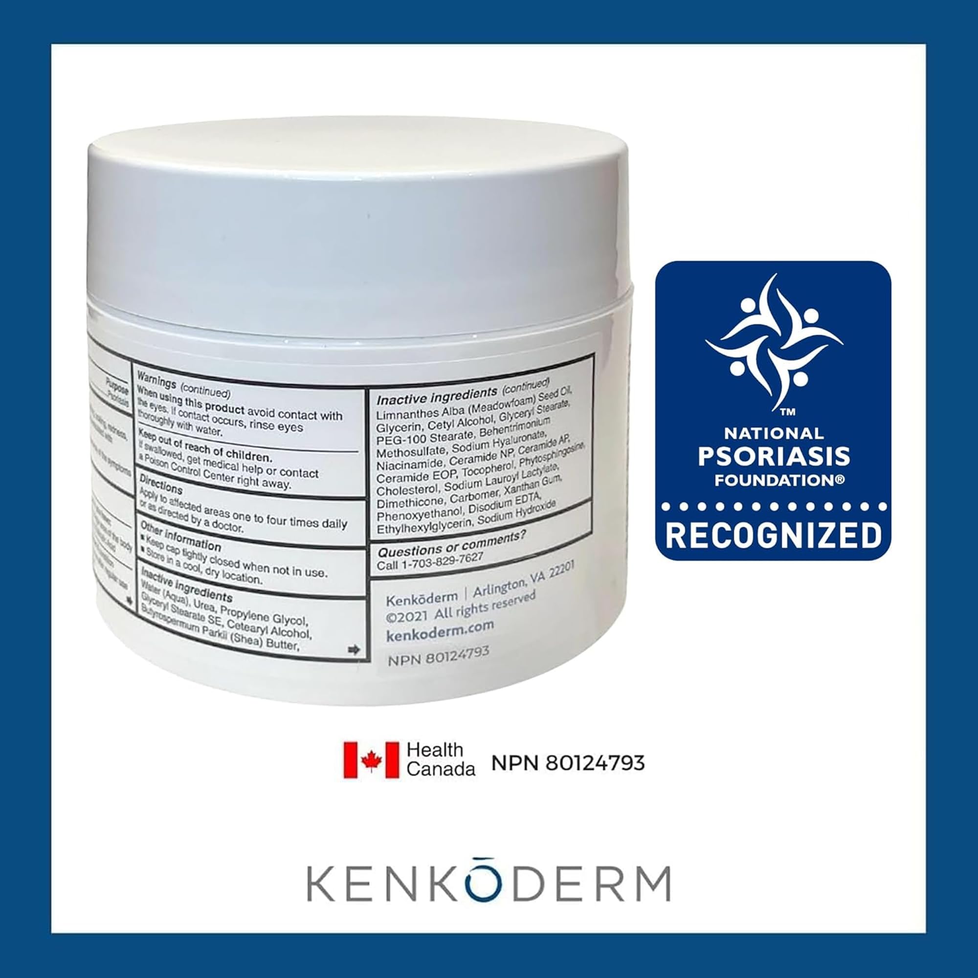 Pack of 4 Kenkoderm Psoriasis Cream jars displayed together