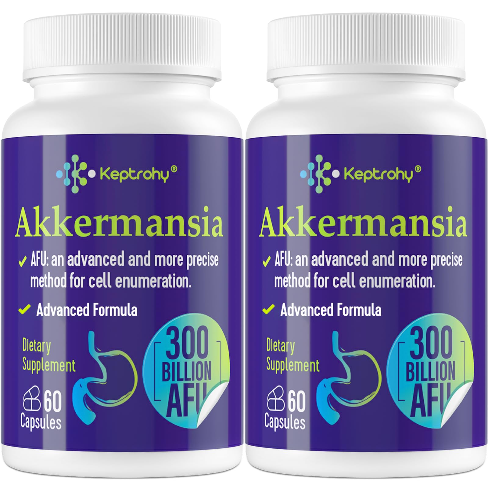 Keptrohy Akkermansia 300B AFU bottle promotes gut balance for daily wellness.