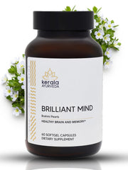 Kerala Ayurveda Brahmi Pearls bottle on desk offering steady focus for daily tasks