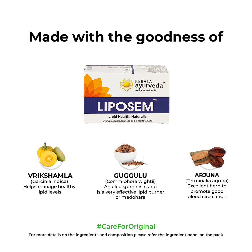 Kerala Ayurveda Liposem bottle back label detail for ingredients and usage.