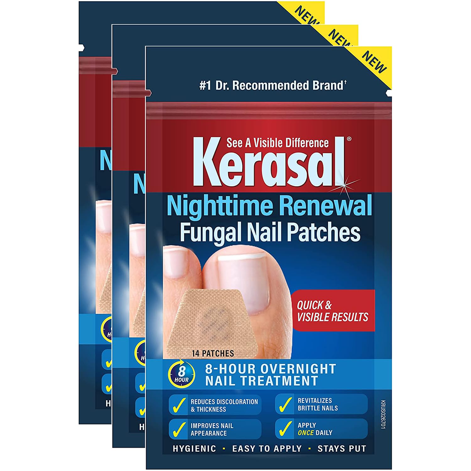 Kerasal Nighttime Renewal patches packaging, highlighting easy at-home nail care