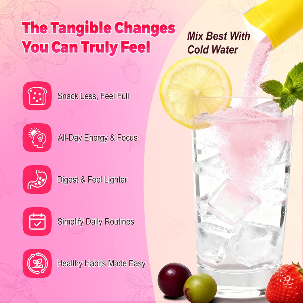 Kereeao Cutting Drink Mix stick dissolving in water revealing vibrant Strawberry Acai flavor.