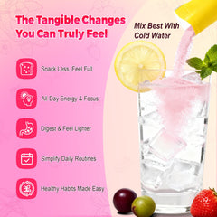 Kereeao Cutting Drink Mix stick dissolving in water revealing vibrant Strawberry Acai flavor.