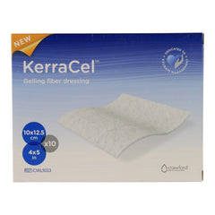 KerraCel gelling fiber wound dressing box showing drainage management and moisture balance.