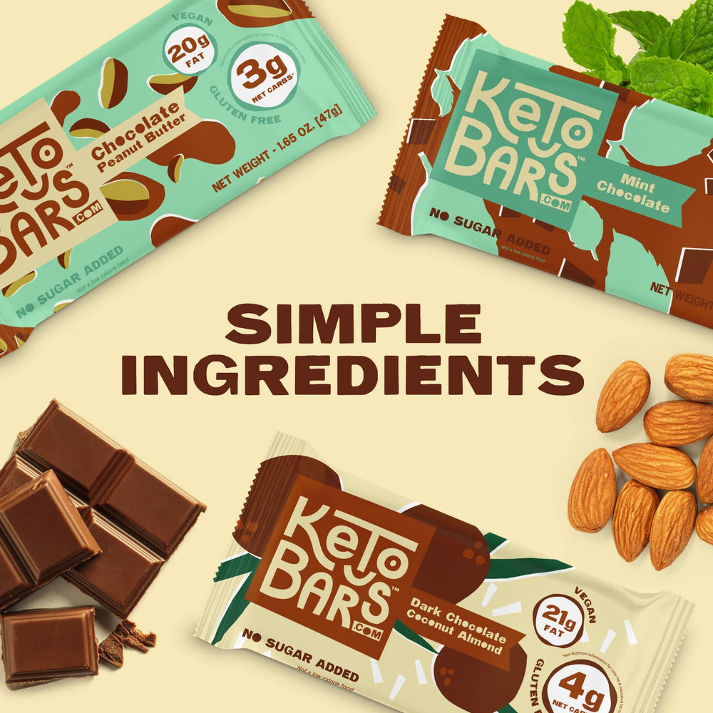 Chocolate Peanut Butter Keto Bar, rich fats satisfy cravings.