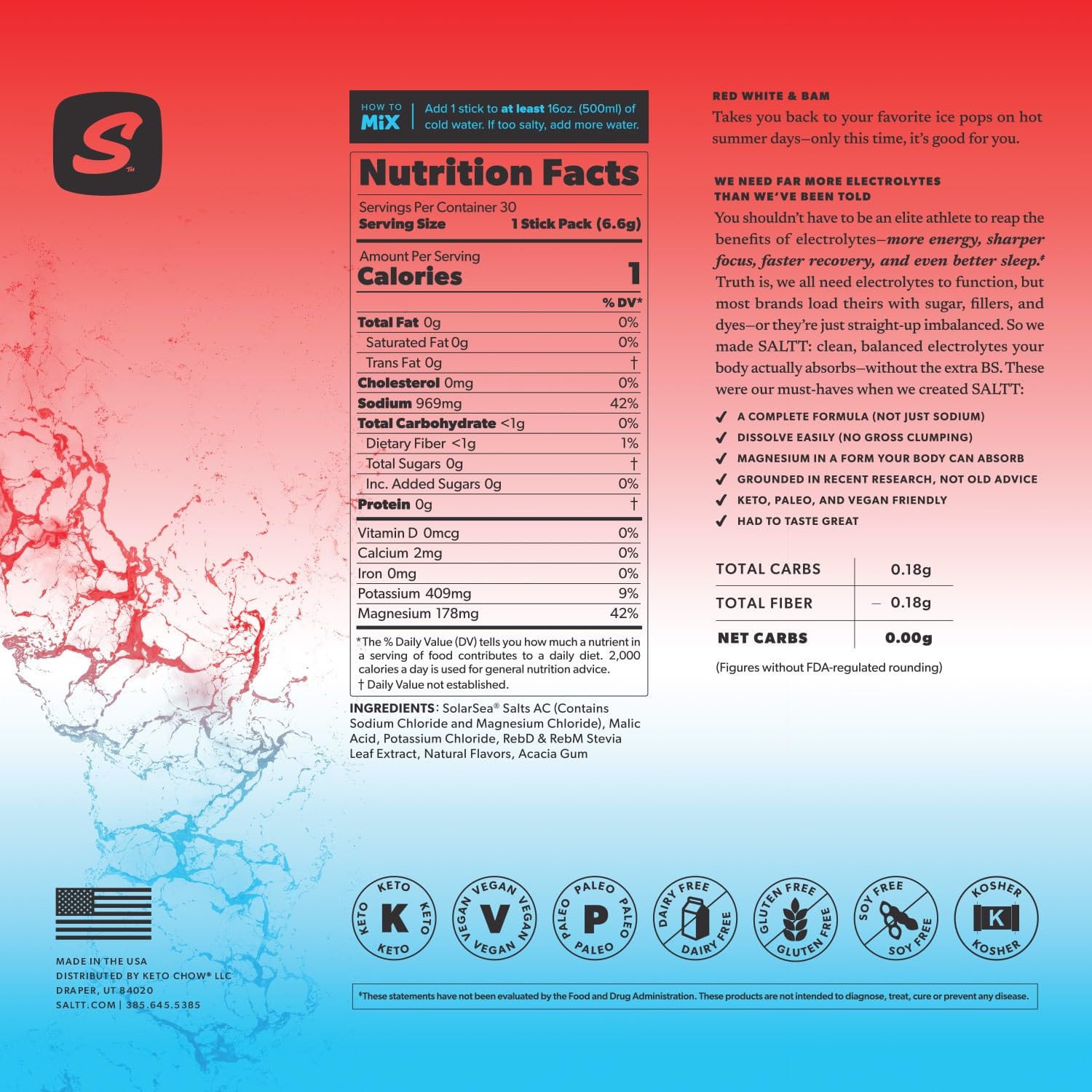 Keto Chow SALTT hydration for an active lifestyle during workouts.