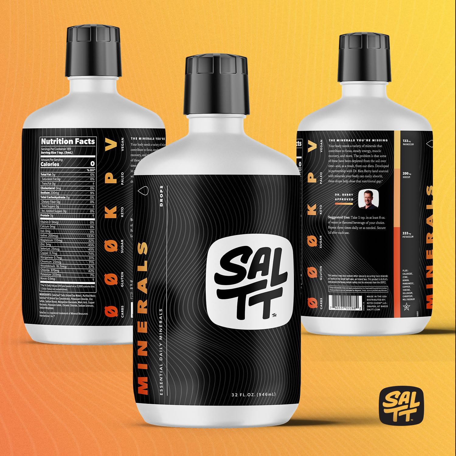 Packaging emphasizes vegan, gluten-free, non-GMO quality