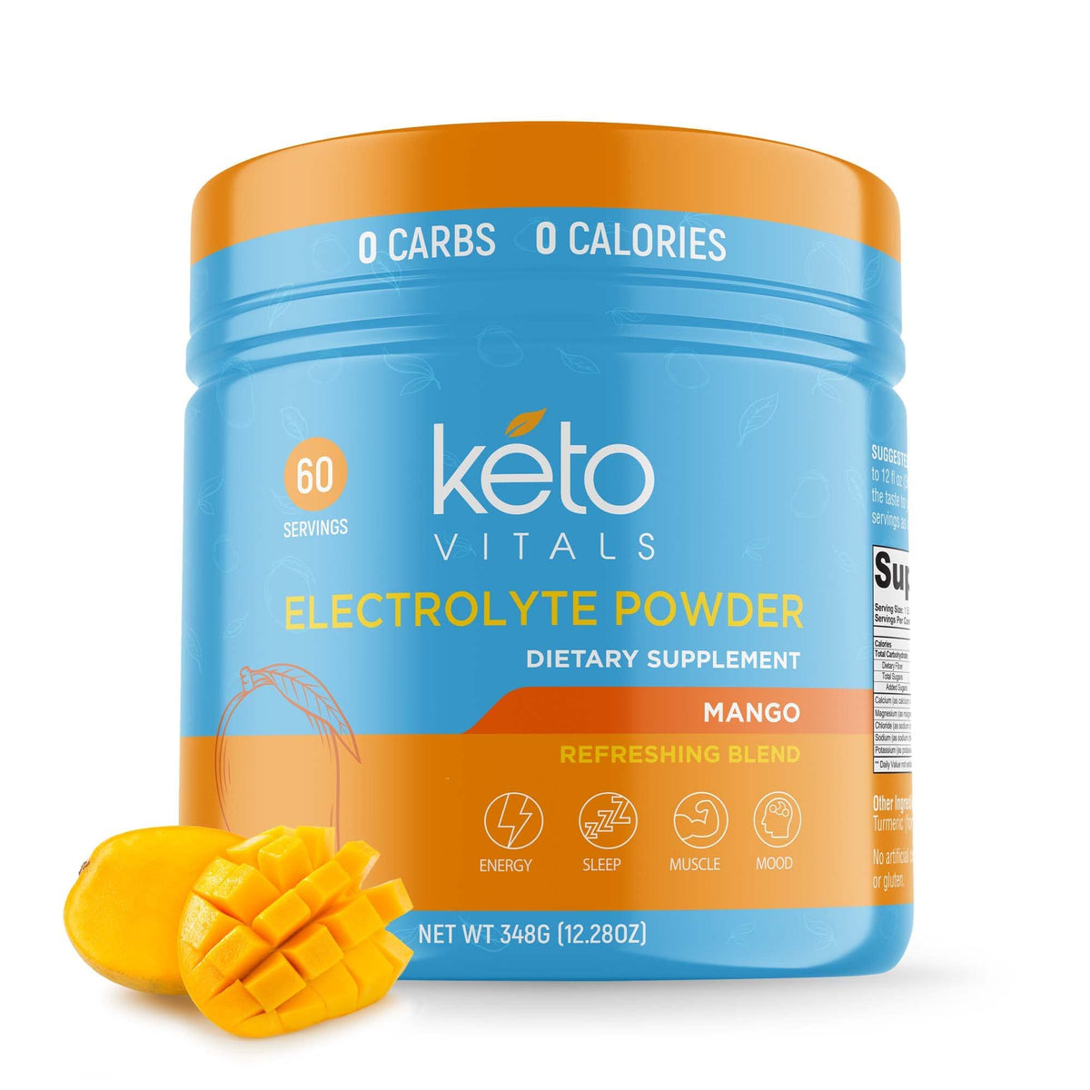 Keto Vitals electrolytes powder bottle promotes keto-friendly hydration.