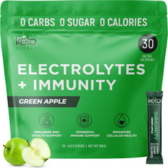 Keto Vitals Immunity Electrolytes green apple packets front supports hydration