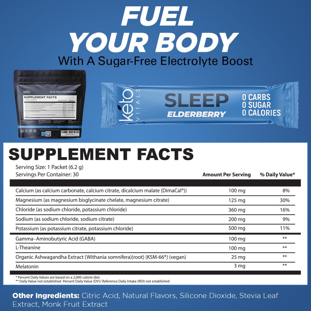 Keto Vitals Sleep Drink label front closeup with melatonin