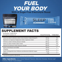 Keto Vitals Sleep Drink label front closeup with melatonin