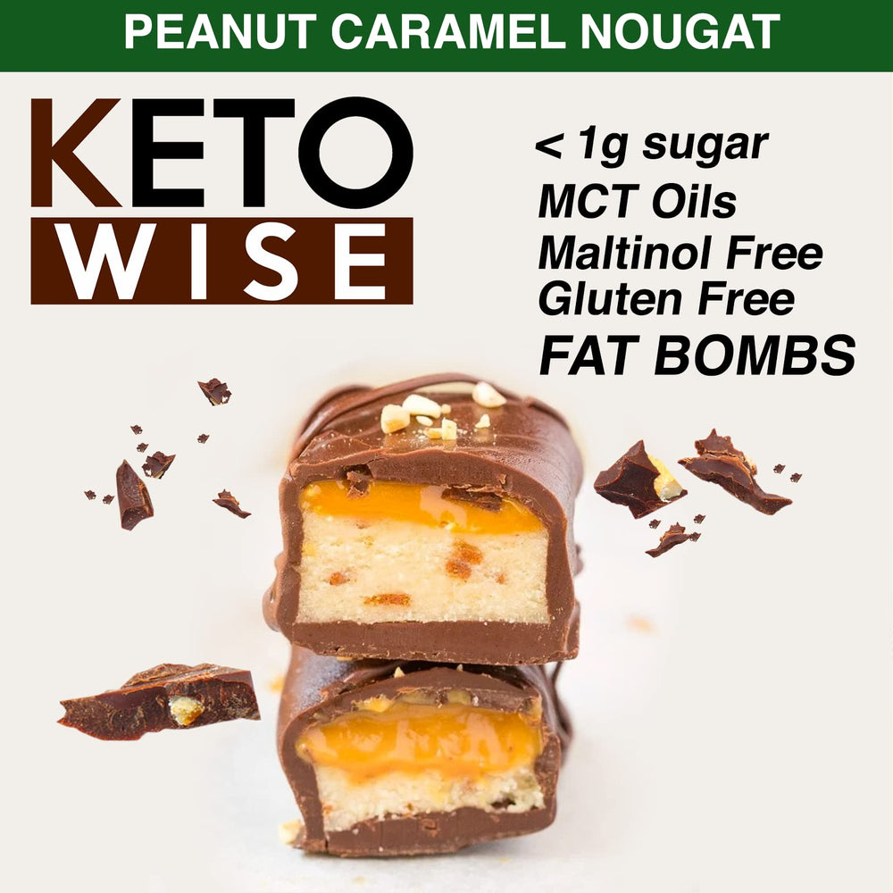 Keto Wise Fat Bombs front box image, kosher-certified snack option.