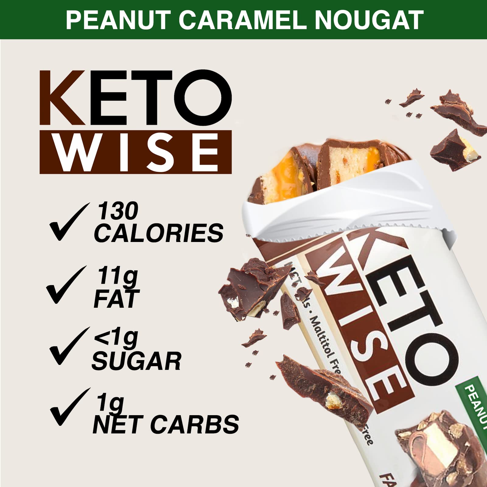 Keto Wise Fat Bombs nutrition label close-up showing macro details per package.