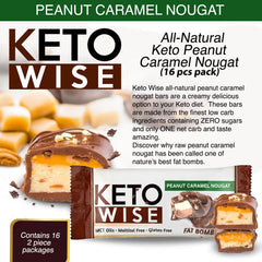 Keto Wise Fat Bombs peanut caramel nougat, creamy texture with low net carbs.
