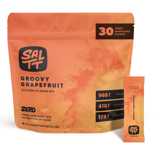 Keto Chow SALTT Groovy Grapefruit packet ready for on-the-go hydration