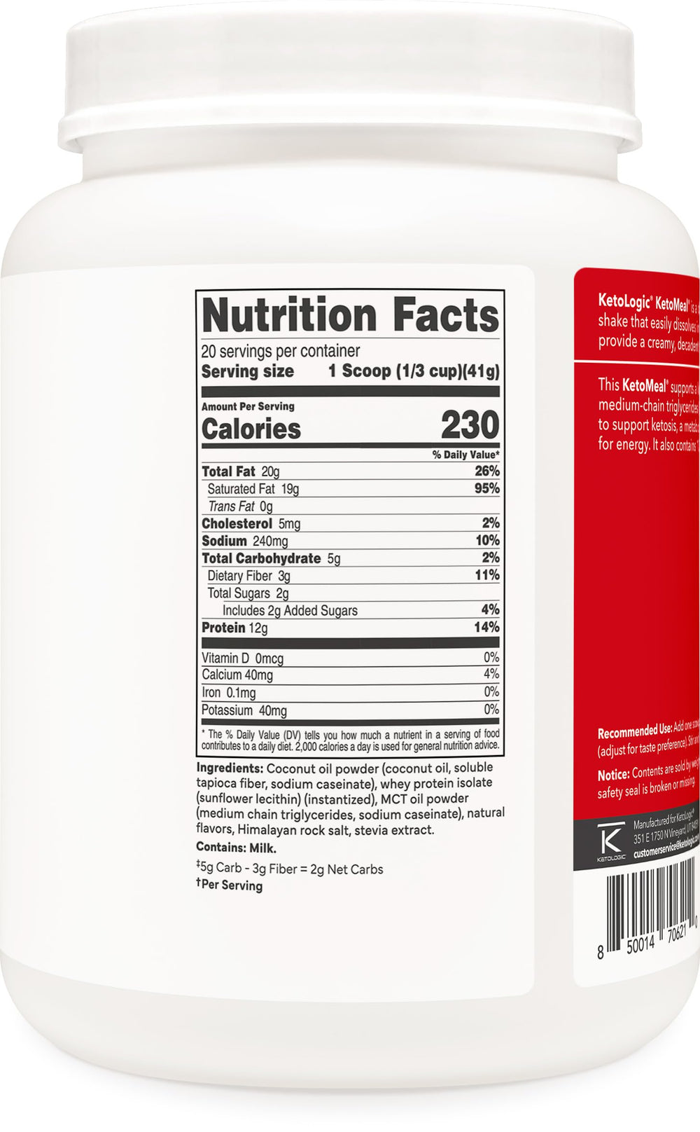 Ketologic grass-fed whey keto shake vanilla glass for quick protein boost