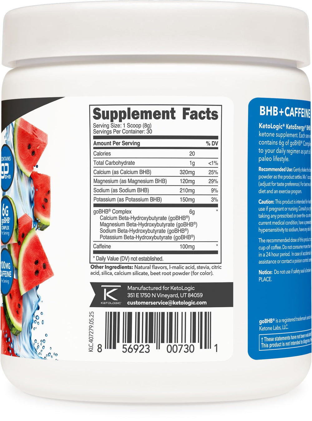 Ketologic KetoEnergy label highlights 6G goBHB per serving and caffeine