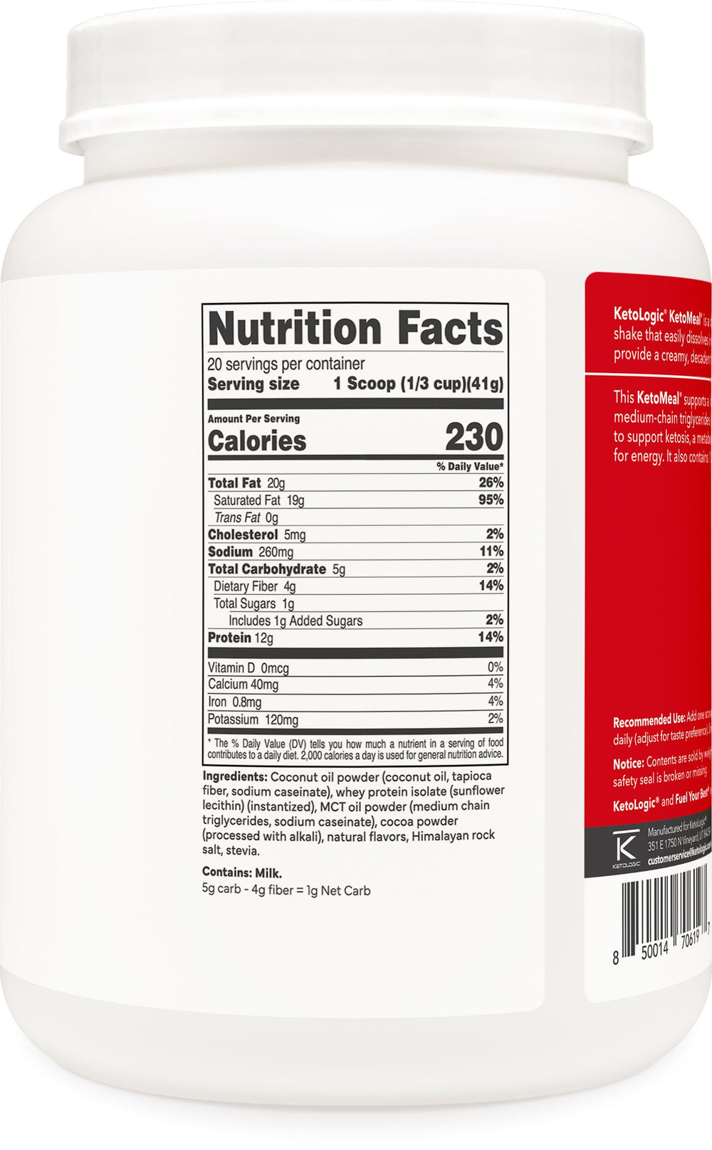 Grass-fed whey tub with scoop emphasizes natural protein source.