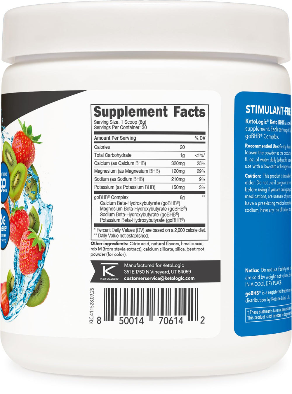 Ketologic Keto BHB bottle with NSF GMP badge for quality testing