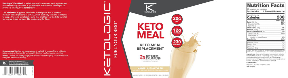 Ketologic premium ingredients keto shake packaging sugar-free gluten-free vanilla