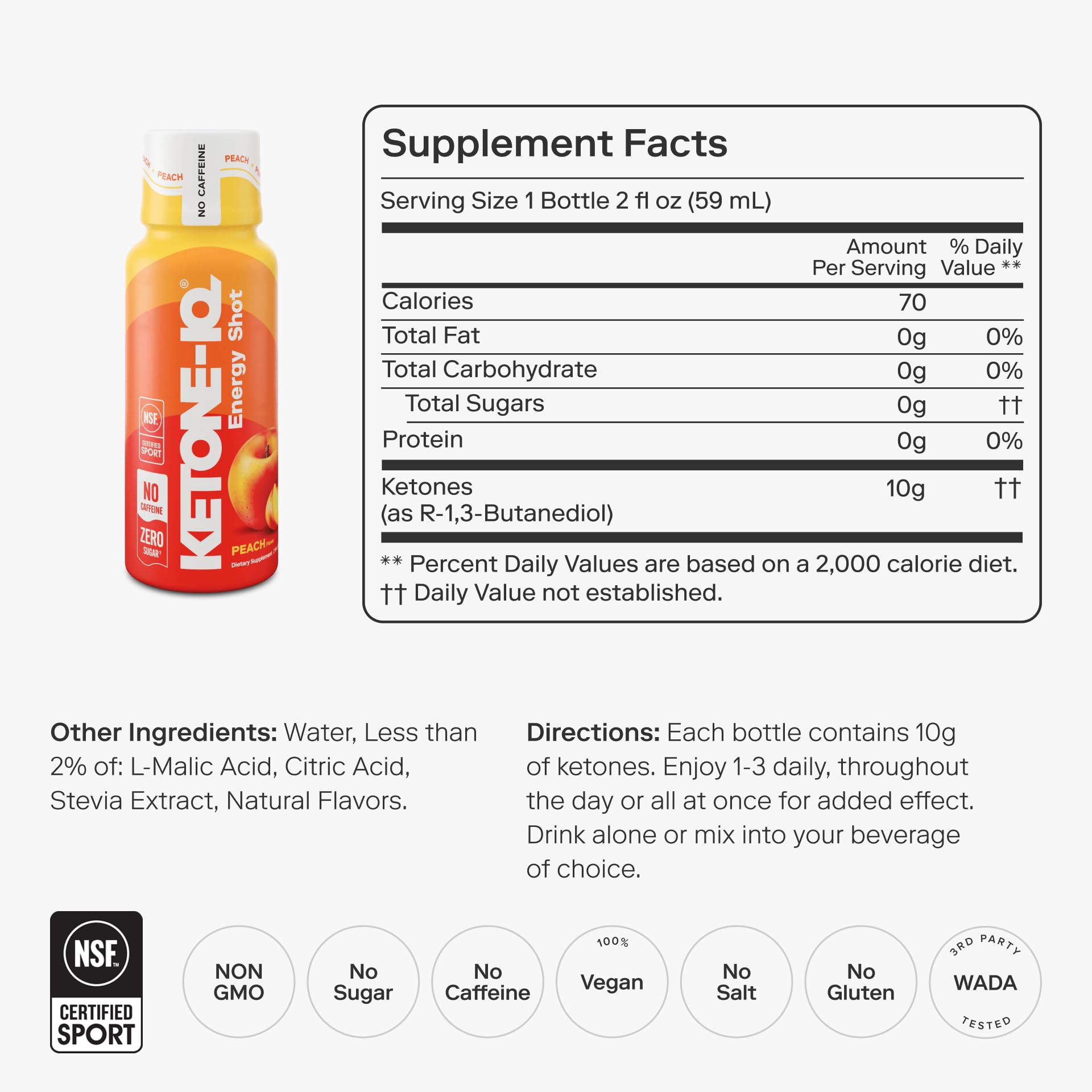 Ketone-IQ 24-pack peach box emphasizes convenient daily energy option.