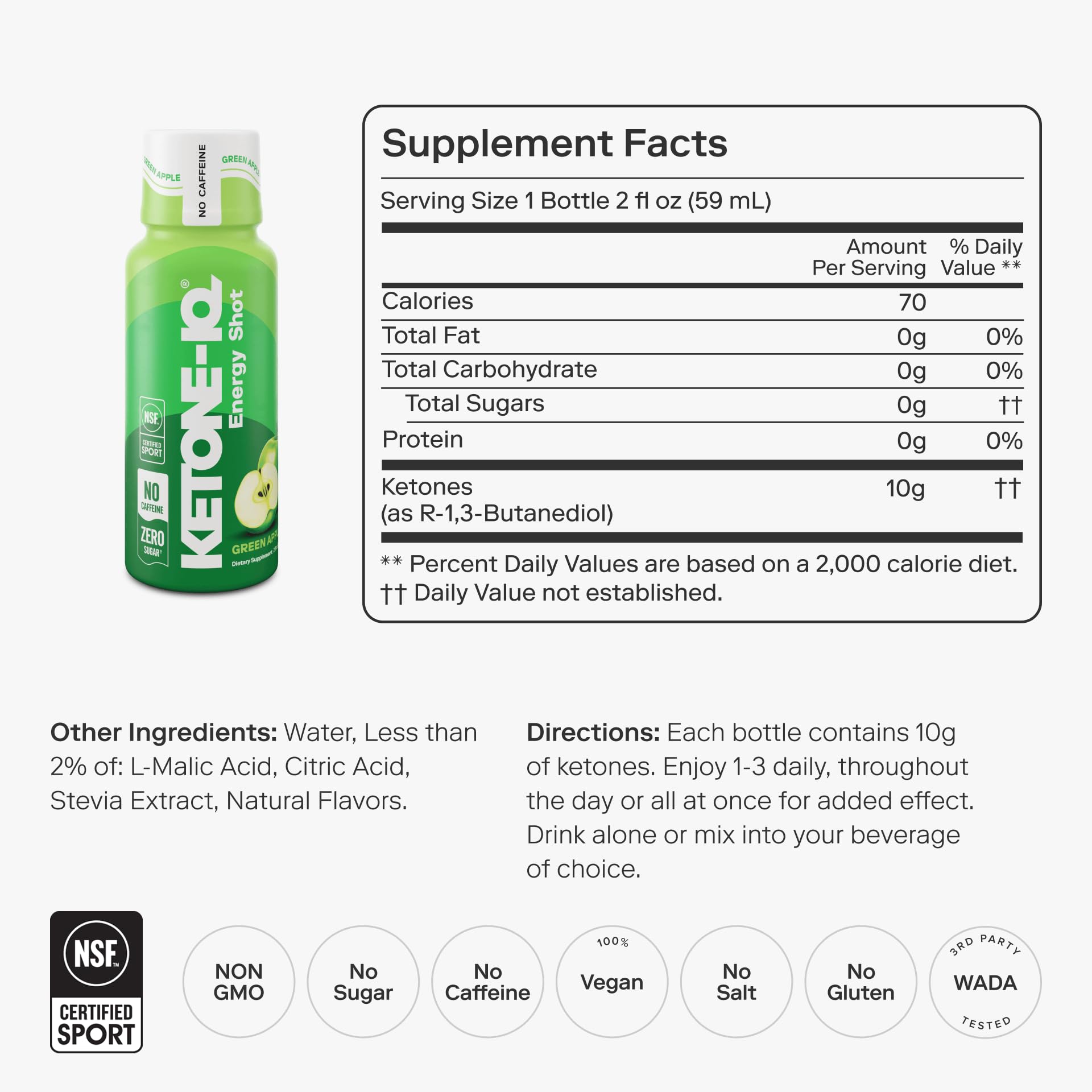 Ketone-IQ Green Apple pack front highlights 24 servings of ketone energy.