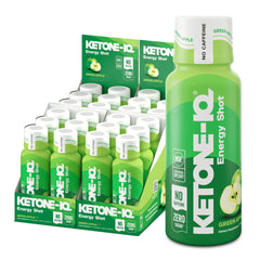 Ketone-IQ Green Apple shot bottle provides steady energy without sugar crash.