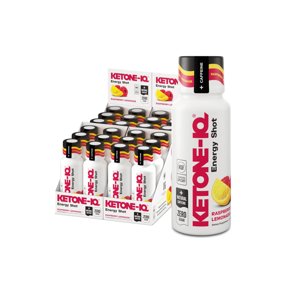Ketone-IQ Raspberry Lemonade energy shot bottle for quick, clean energy