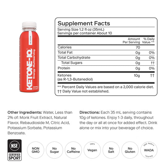 Ketone-IQ No Caffeine pouring into a glass for steady energy