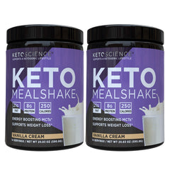 Keto Science Ketogenic Meal Shake vanilla tub for a convenient keto meal replacement