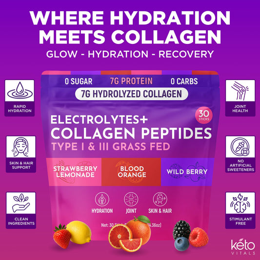 Keto Vitals stick poured into water for quick hydration and protein boost