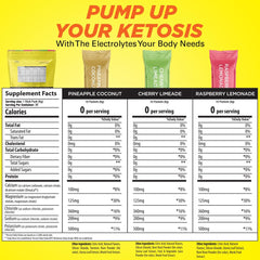 Keto Vitals electrolyte powder pour demonstrating sugar-free hydration option.