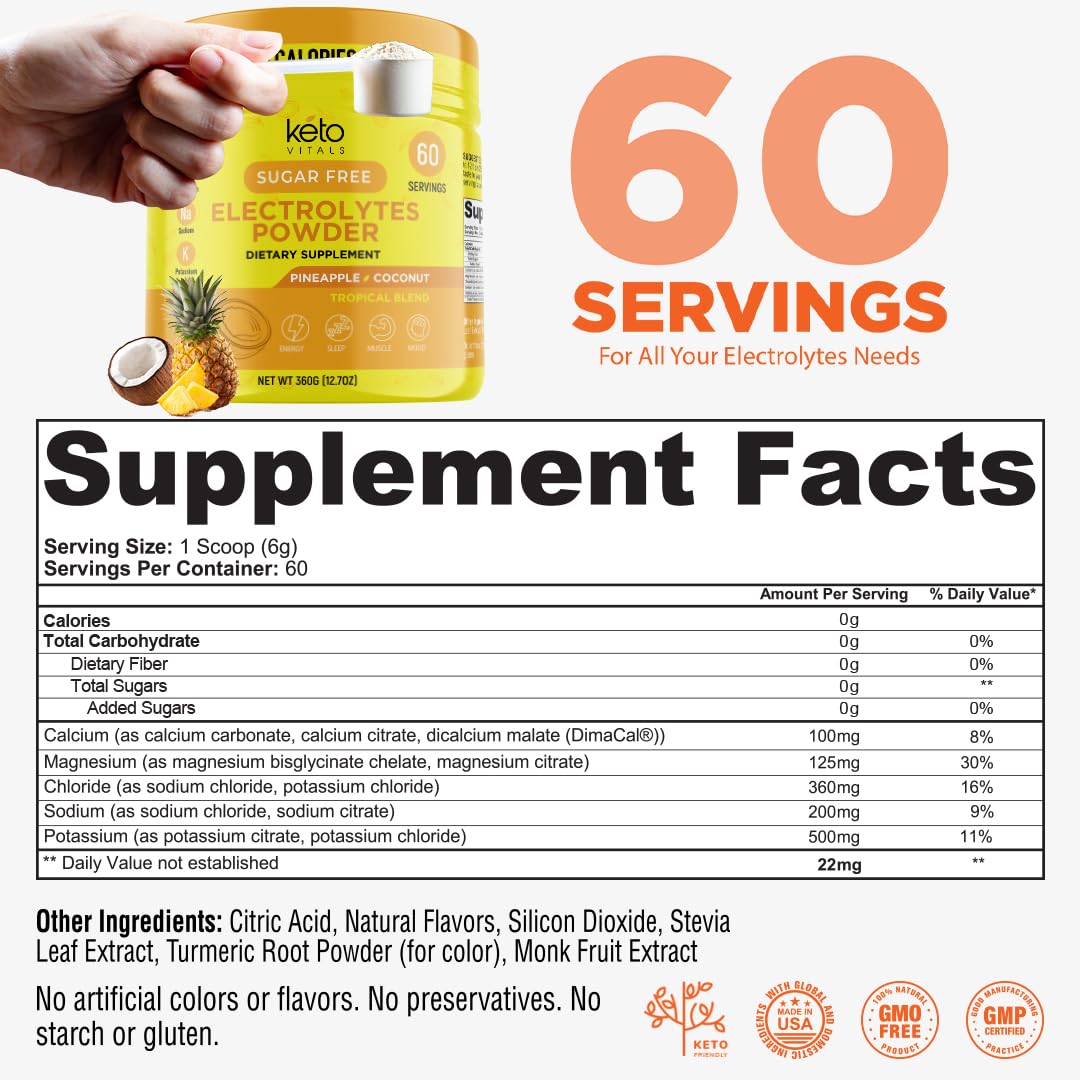 Keto Vitals Electrolytes powder measuring scoop highlights precise servings