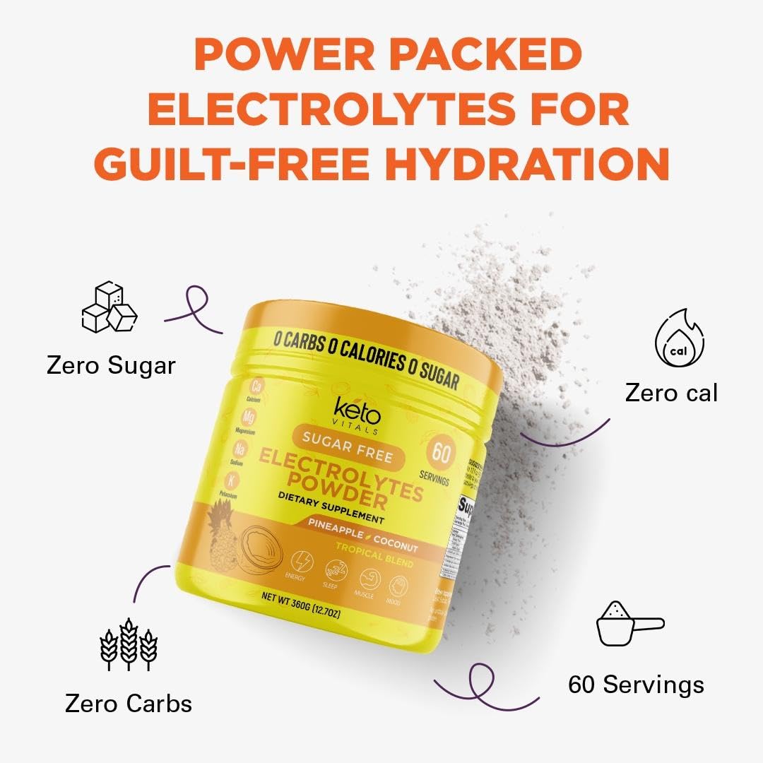 Keto Vitals Electrolytes pineapple coconut glass offers flavorful hydration