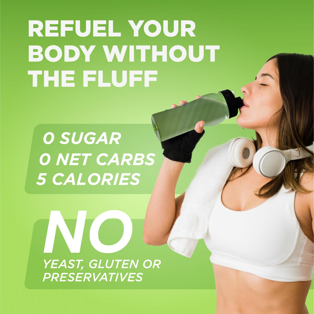 Keto Vitals greens in-use glass showing a mixed drink for hydration
