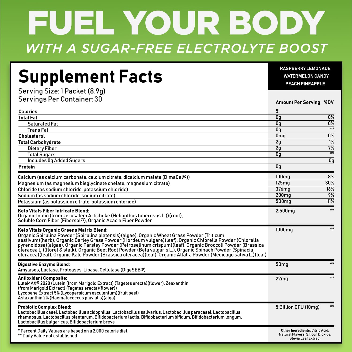 Keto Vitals Peach Pineapple greens packet for refreshing hydration