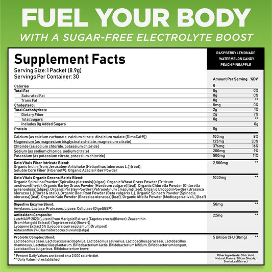 Keto Vitals Peach Pineapple greens packet for refreshing hydration