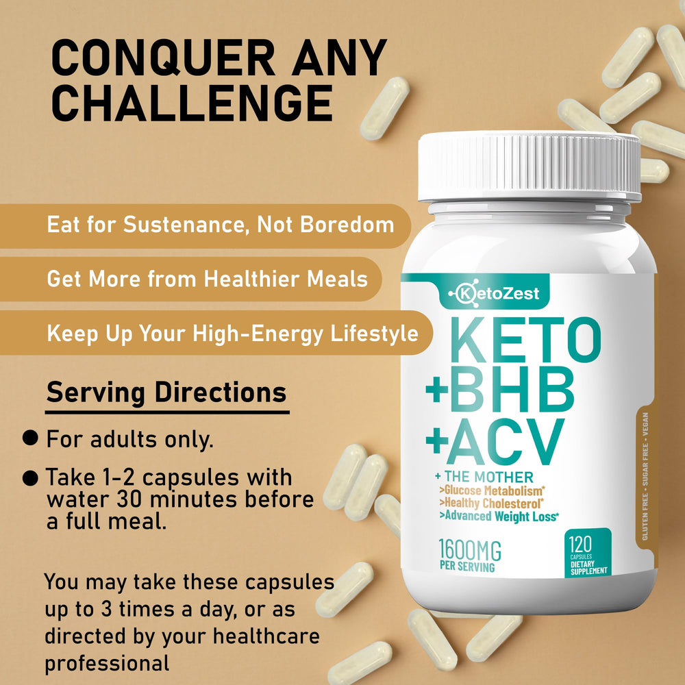 KetoZest Keto ACV BHB capsules vegan GMP badge signals high purity