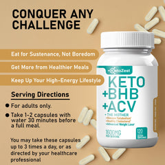KetoZest Keto ACV BHB capsules vegan GMP badge signals high purity