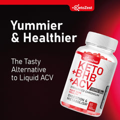 Ketozest Keto ACV BHB Gummies label close-up showing ingredients.